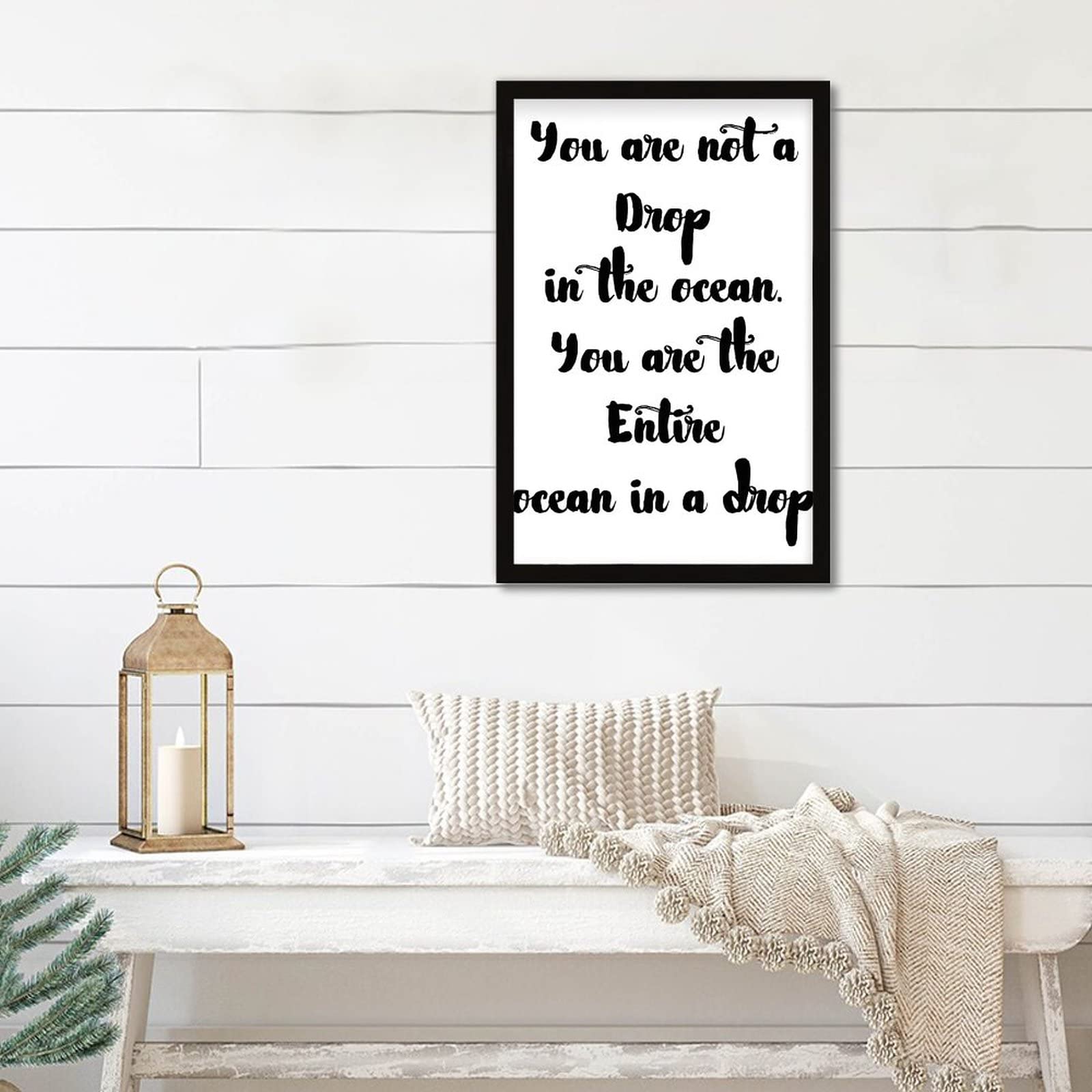 Panneau de table avec citations de motivation noir encadré 20x30 cm pour bureau