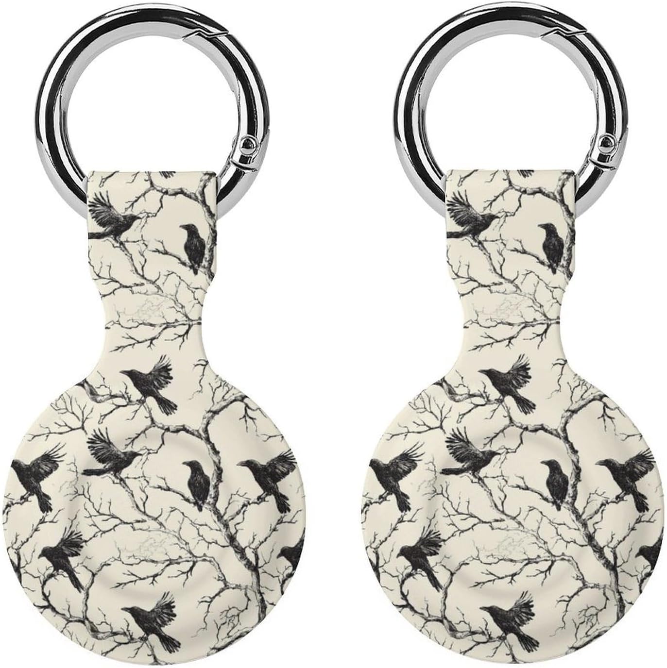 Tree Crows Branches Funny Cover Compatible with AirTag Case Protector GPS Tracker Holder with Keychain