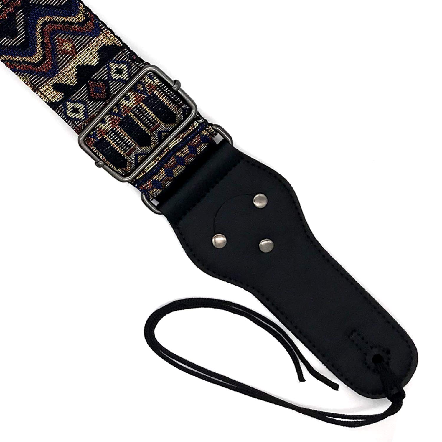 Poromoro Adjustable Guitar Strap with 2 Strap Locks and Leather Strap Button (D)