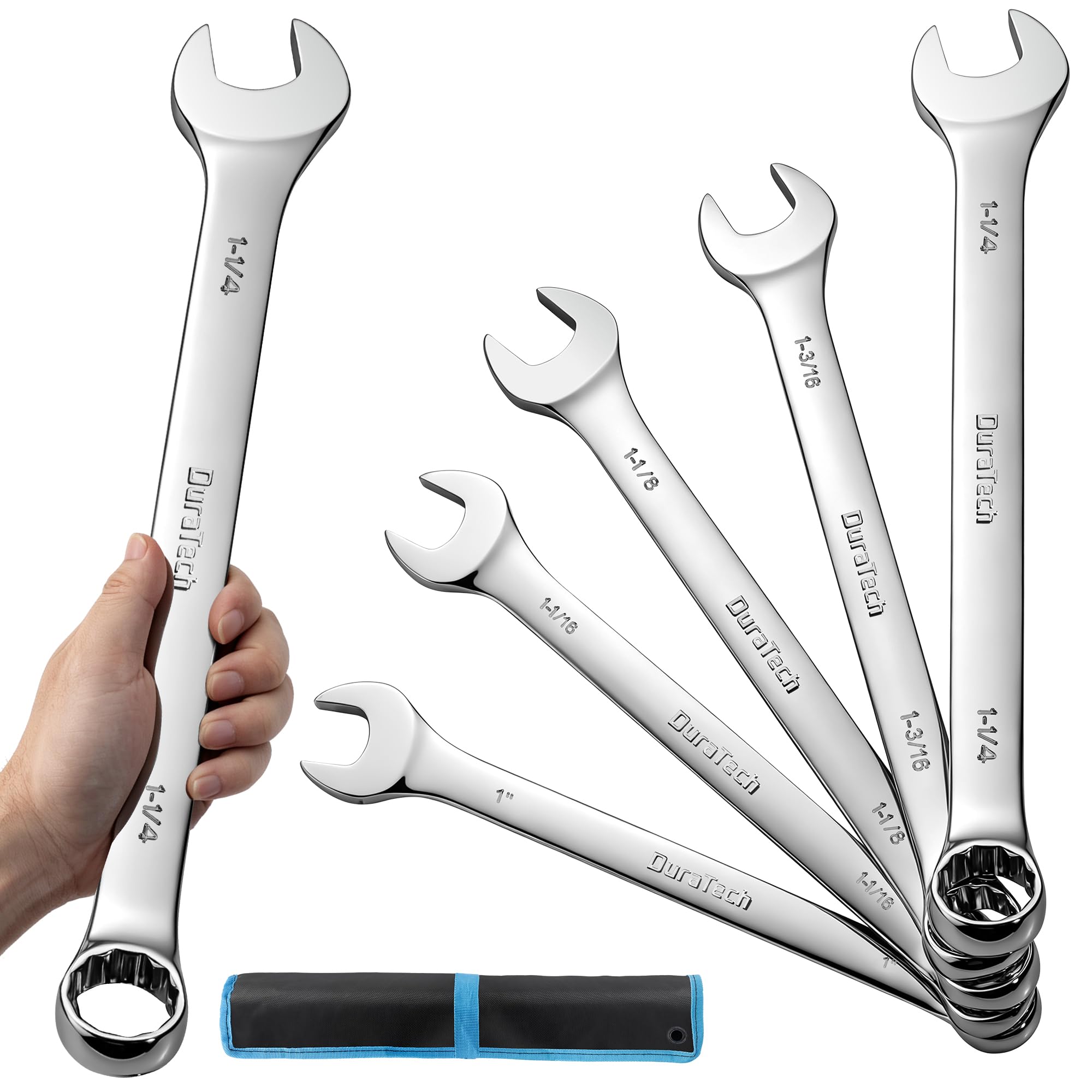 DURATECH Long Pattern Combination Wrench Set, SAE, 5-Piece, 1' to 1-1/4'