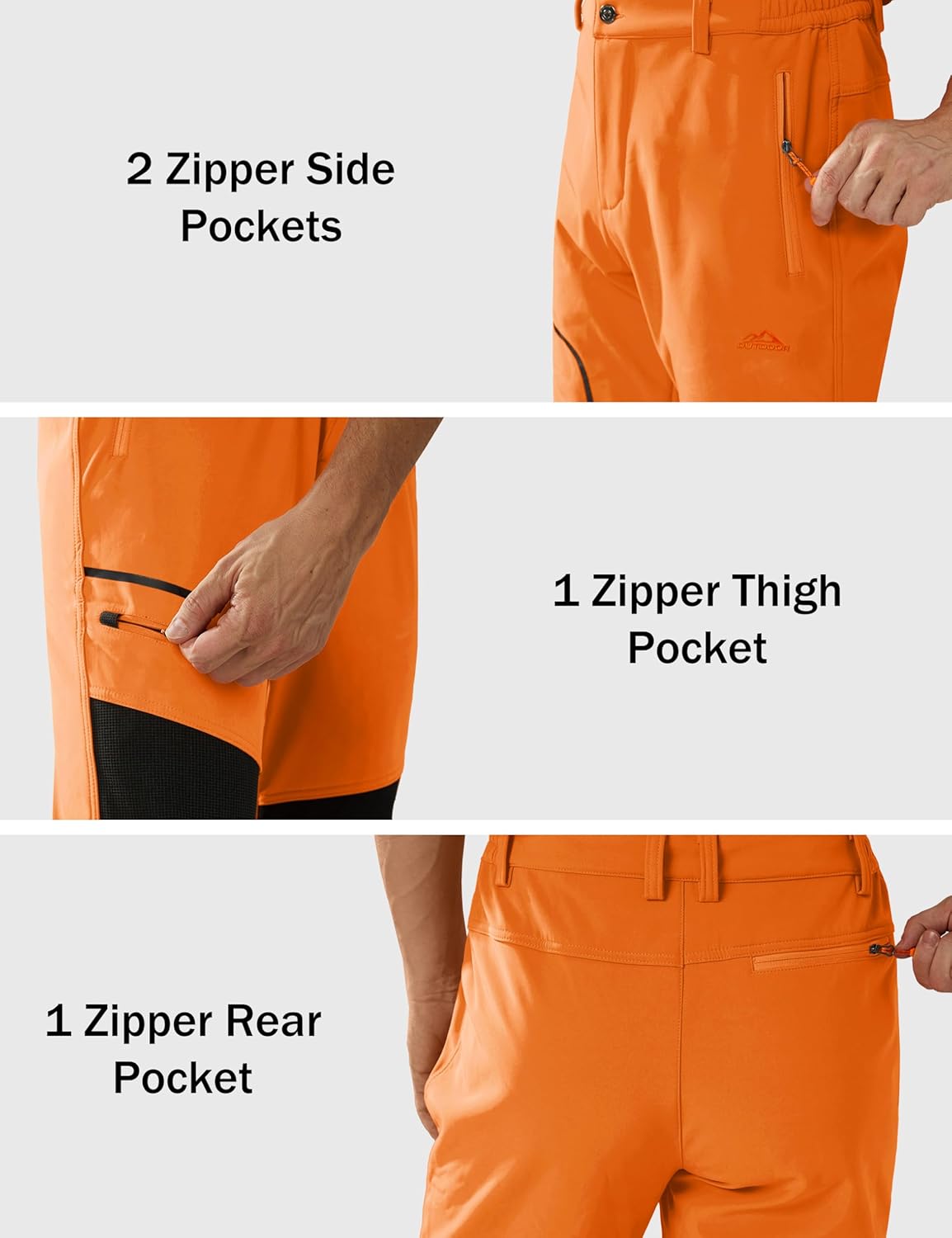 MAGCOMSEN Men's Snow Ski Pants Fleece Lined Winter Water Resistant Insulated Work Hiking Snowboard Pants 4 Pockets