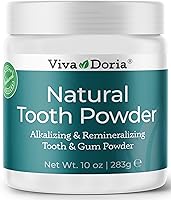 Viva Doria Natural Remineralizing Tooth Powder - Mint Teeth Whitening, Breath Freshener, All-Natural 10oz Jar