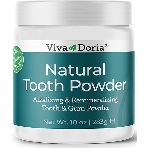 Viva Doria Natural Tooth Powder, Remineralizing, Natural Teeth Whitening, Breath Freshener | Refreshing Mint Flavor | 10 Oz