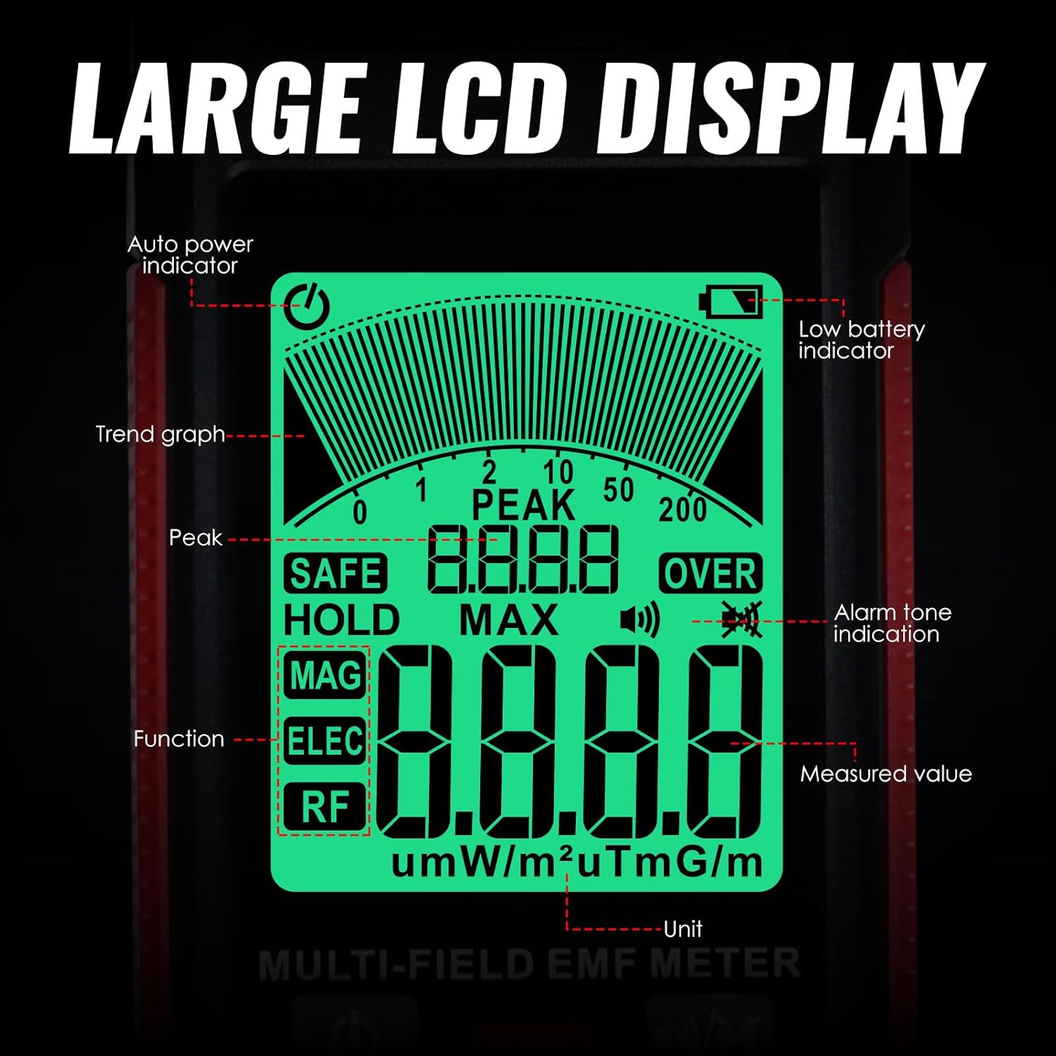 3-in-1 EMF ELF RF Meter, AC Electric Magnetic Radiation Field Detector Portable EMF Meter RF Detector for EF/RF/MF/WiFi Signal/Microwave, Emf Radiation Meter Suitable for Home, Office, Ghost Hunting