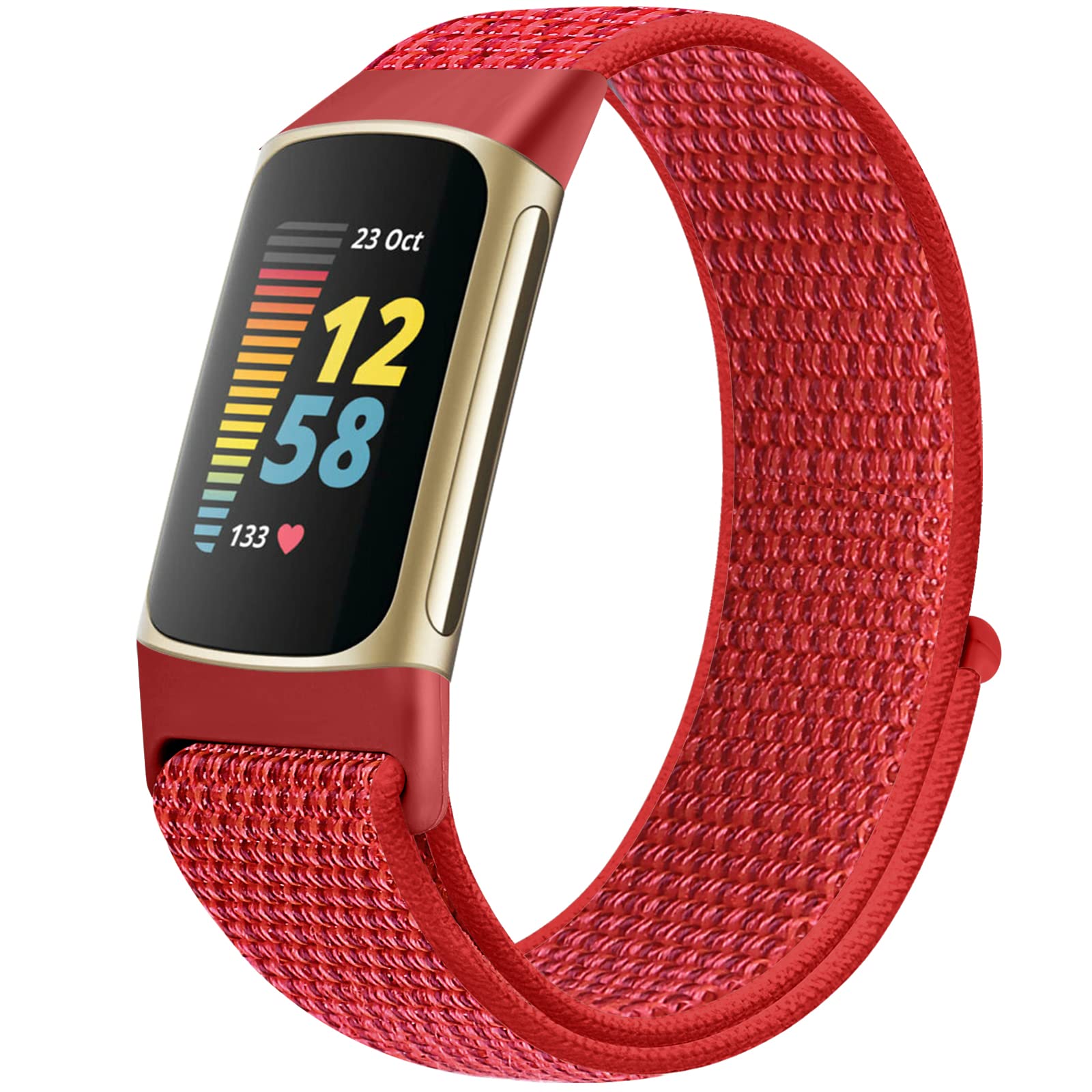 Runostrich Nylon Armband Kompatibel mit Fitbit Charge 6/Fitbit Charge 5 Armband Ersatzband Nylon Sport Loop Uhrenarmband für Fitbit Charge 6/Charge 5 Damen Herren