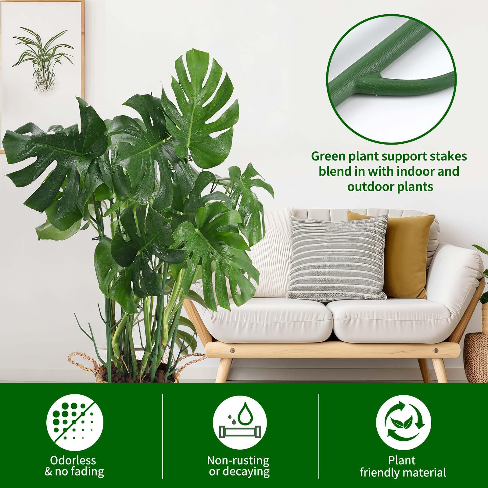 4-Pack Stackable Plant Support Sticks, Garden Stakes for Indoor Outdoor Plants and Monstera Support - Image 4