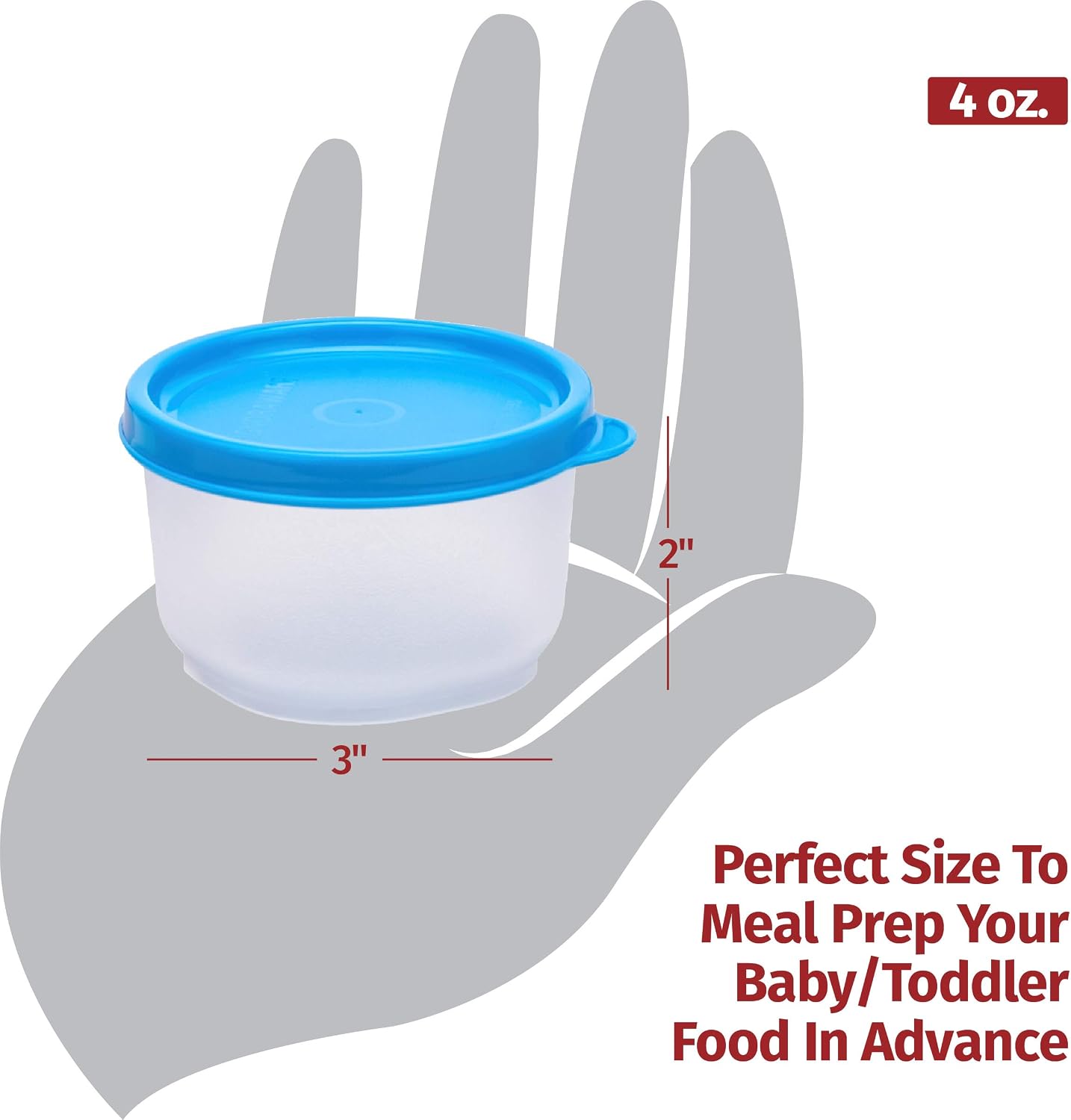 SIGNORA WARE Reusable Plastic Food Storage Containers- 6 pack – 4 oz. Stackable Airtight Leak proof Food Containers for Snacks, Nuts, Baby Food, Picnics, Food Prep,Salad Dressing - BPA Free