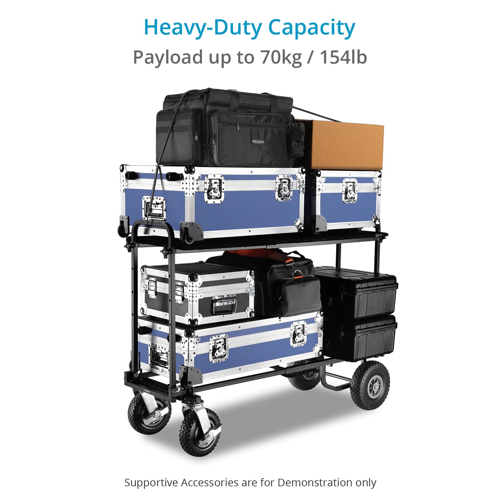 PROAIM Estante de Utilidad para Carrito de producción Vanguard UC5. Altura Ajustable, Estante de Doble Alfombra de Ajuste rápido para configuración extendida o no extendida. Carga útil de hasta 70 kg