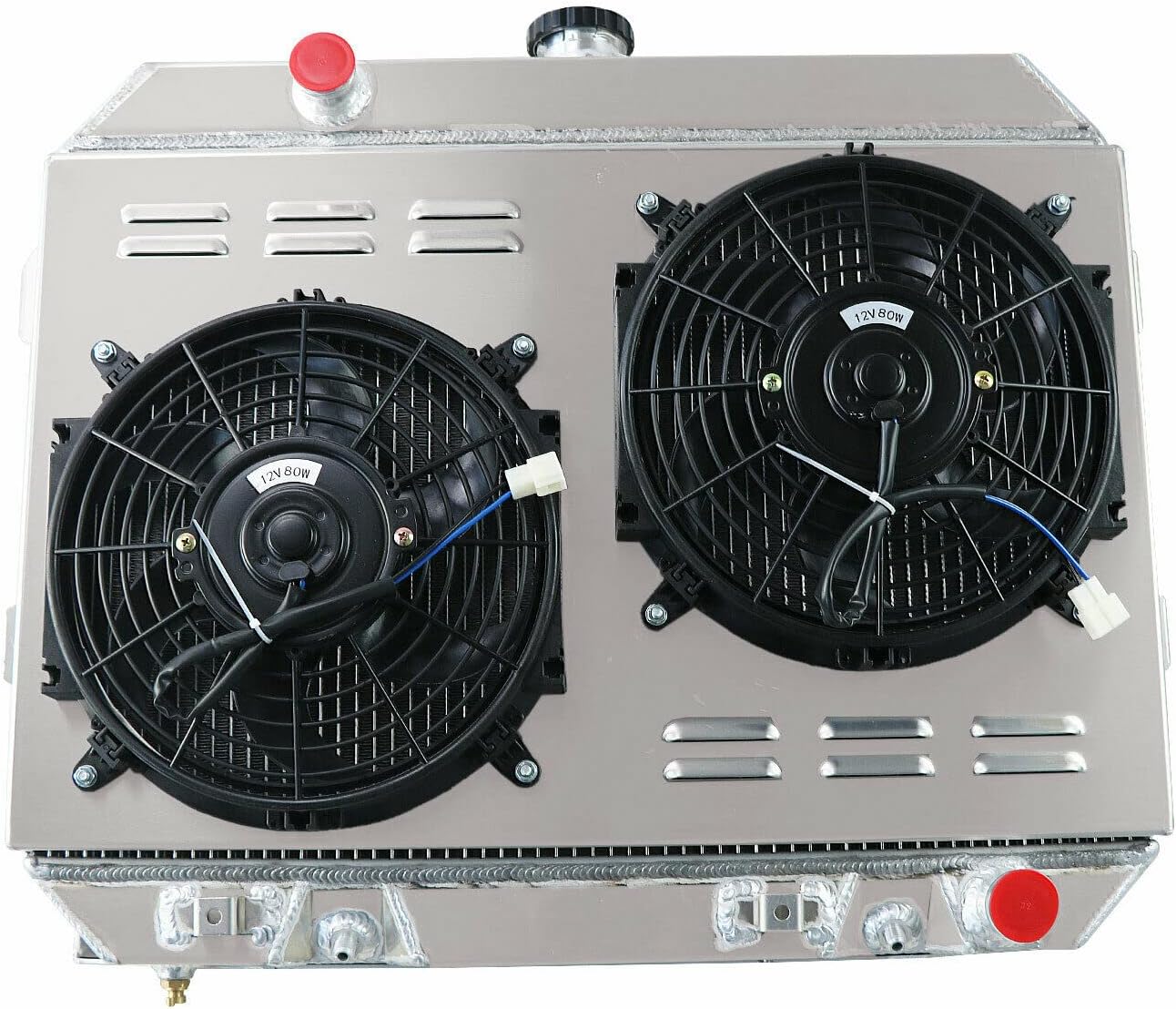 4 Row Aluminum Radiator for 1975-1983 Nissan Datsun 280Z 280ZX 2.8L L6, Radiators Fan Shroud Thermostat Kit Combo
