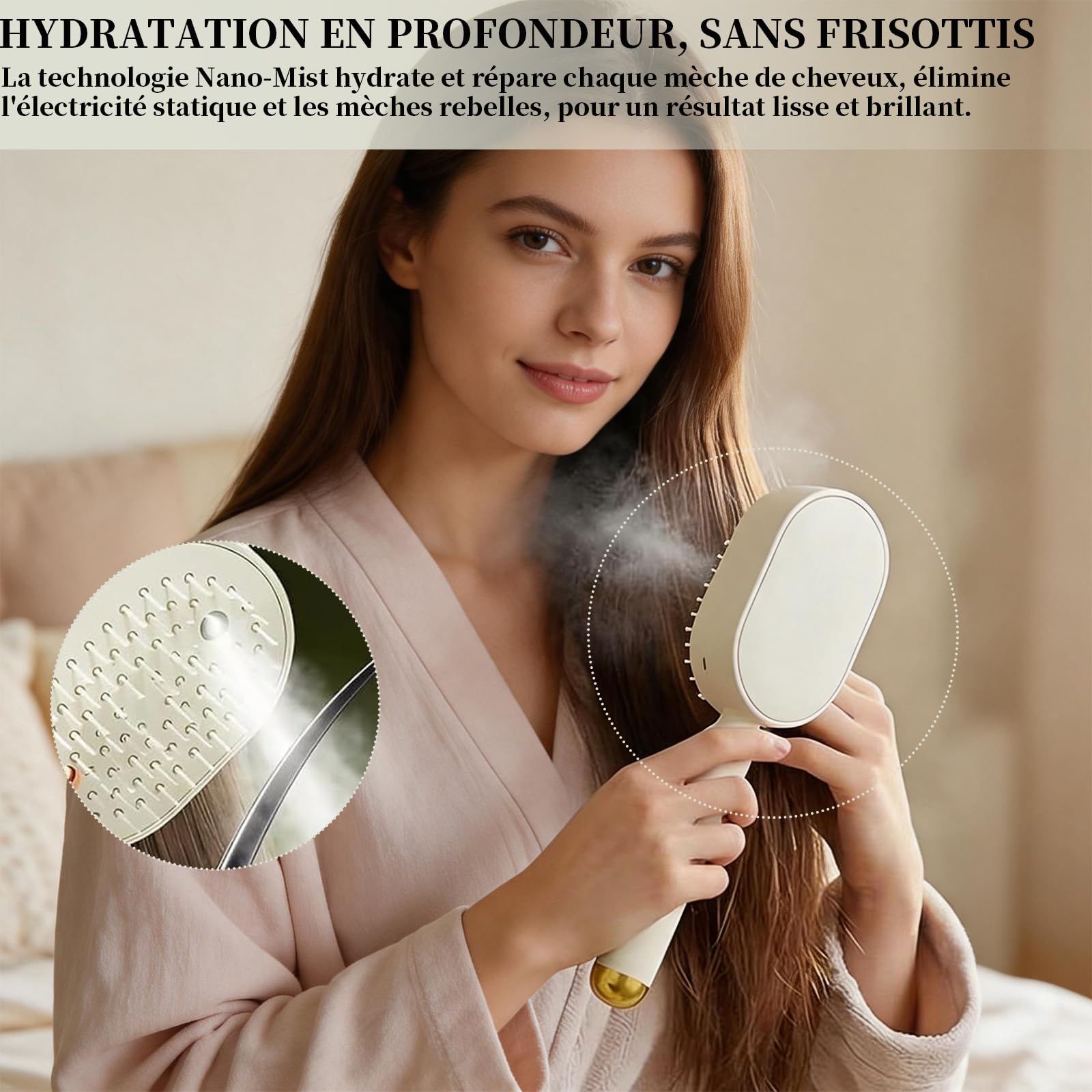 Spazzola a Vapore Capelli, Spazzola Lisciante per Capelli Ricaricabile con Olio e Misurino, Spazzola Lisciante a Vapore, Viaggio Casa Lisciante Capelli Ricci Spessi (Viola)