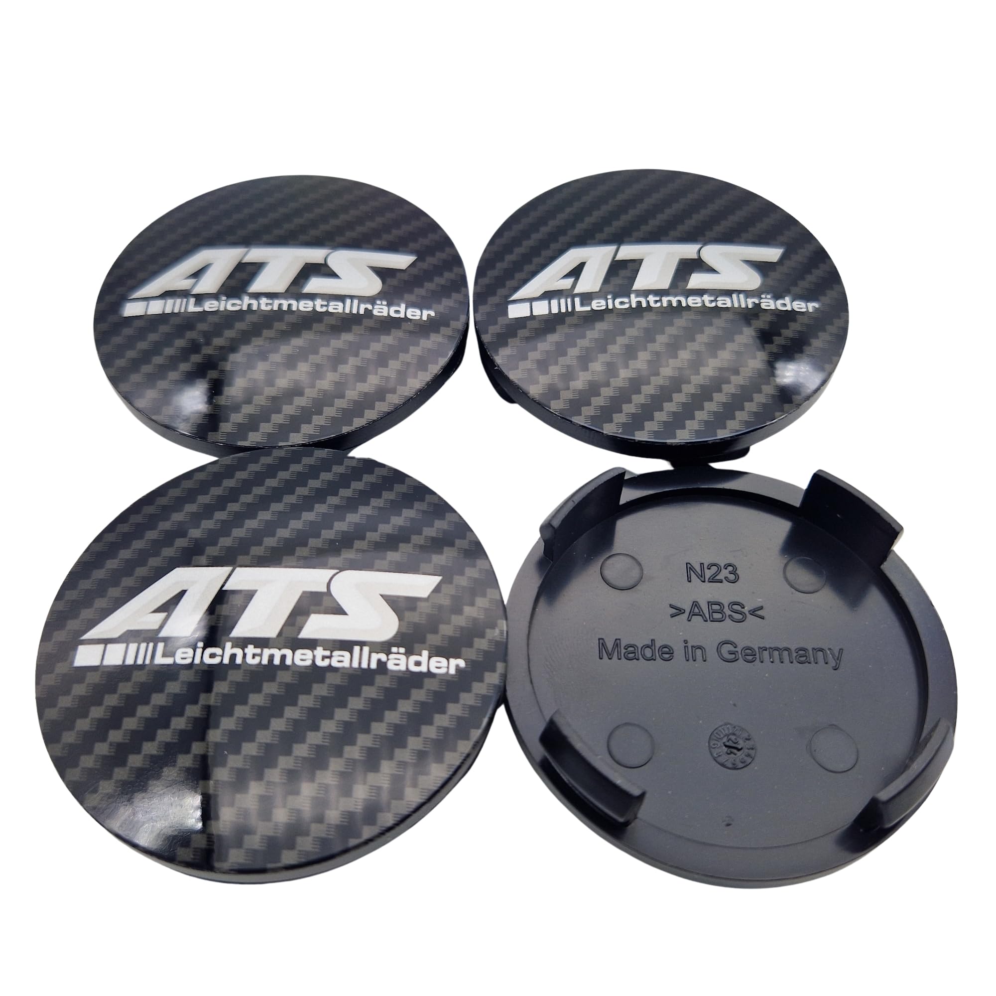 4X ATS Nabendeckel 60mm Carbon (N23) Dark 3D (ATA) - Original Felgendeckel/Nabenkappe/Hubcap