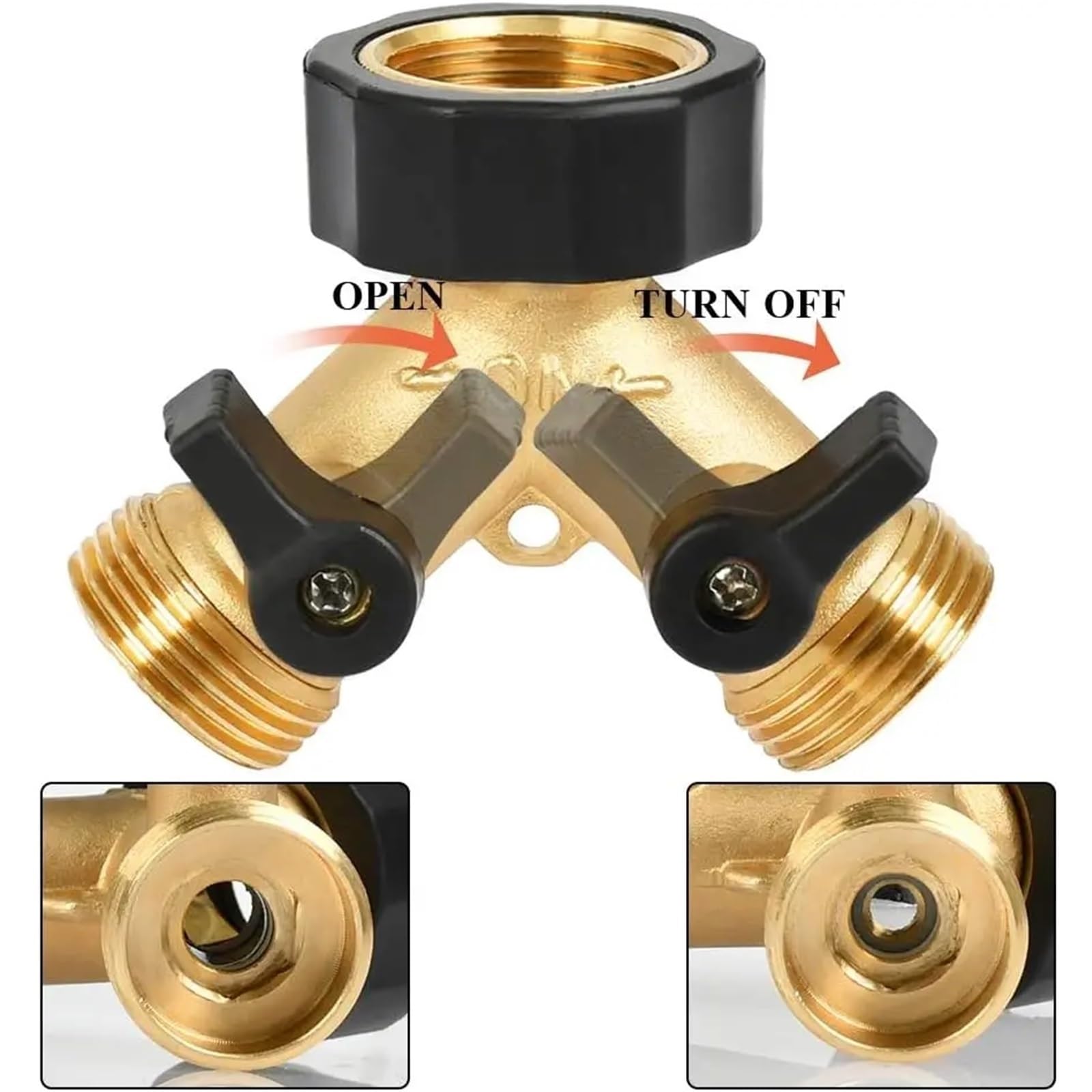 Connettore Multi-Rubinetto sdoppiatore for Tubo Adattatore for Acqua da Giardino a 2 Vie Rubinetto distributore a Y Valvola di Flusso Indipendente per Irrigazione Giardino(Gold-2pcs)