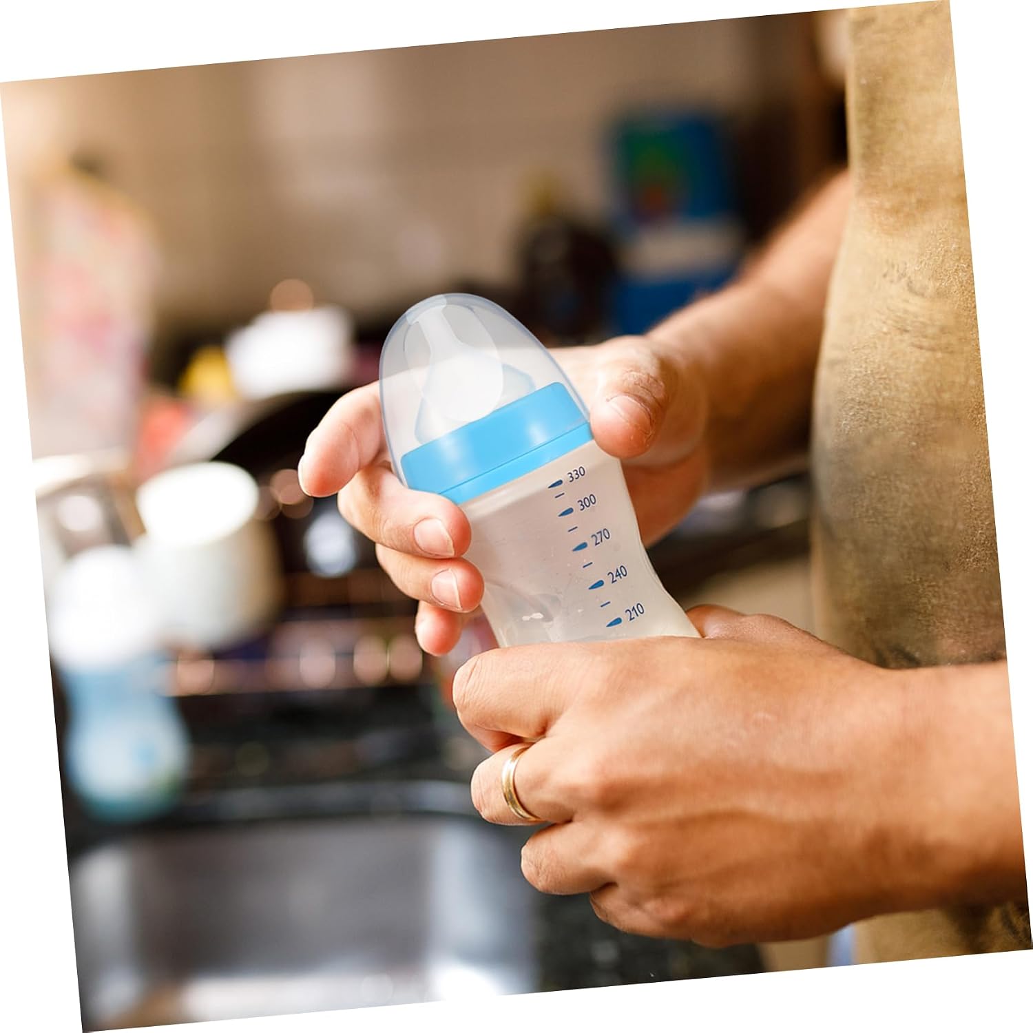 Toyvian 15pcs Clear Bottle Caps Wide Mouth Bottle Lids Easy to Install Leak Plastic Feeding Caps Dust Cover for Home Travel Use