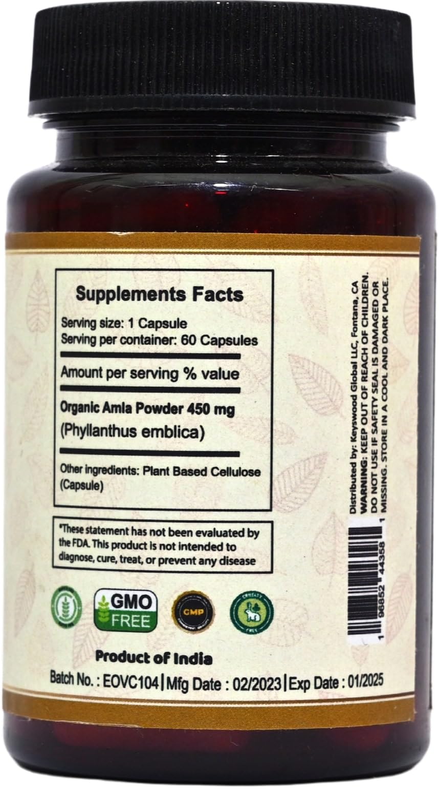 Amla Capsules 60 Counts Dietary Vitamin C Supplements Made with Organic Amla Powder — Amazon image 2