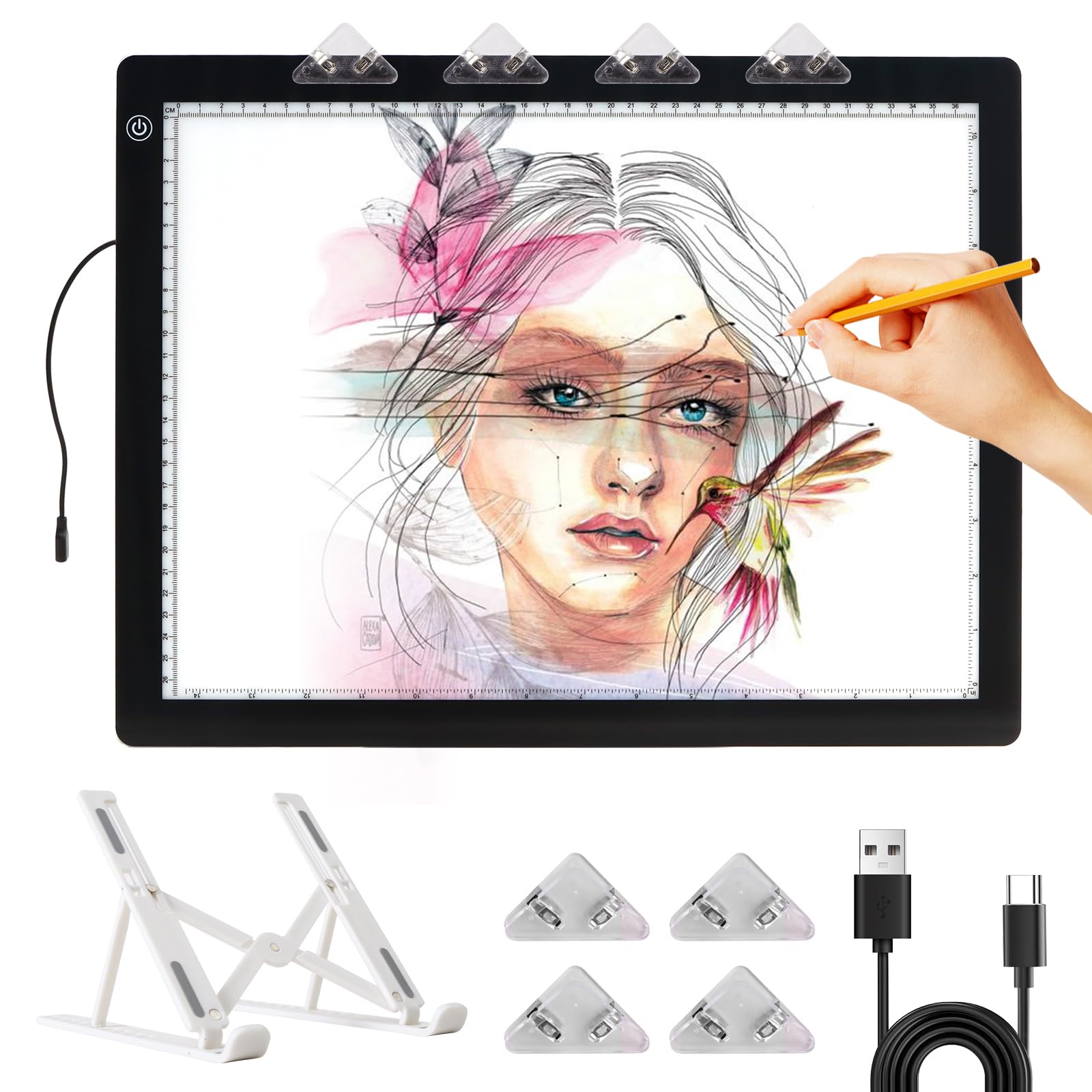 A3 Light Box for Diamond Painting, Tracing Light Pad with Foldable Stand, Stepless Dimmable 3 Levels Brightness Ultra-Thin Diamond Painting Accessories Light Board for Diamond Art Drawing Sketching