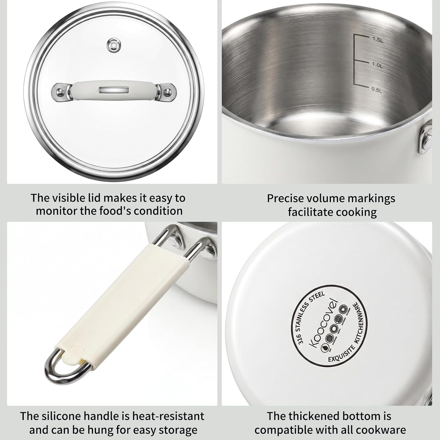 1.5QT Steamer Pot with Basket, Stainless Steel Saucepan