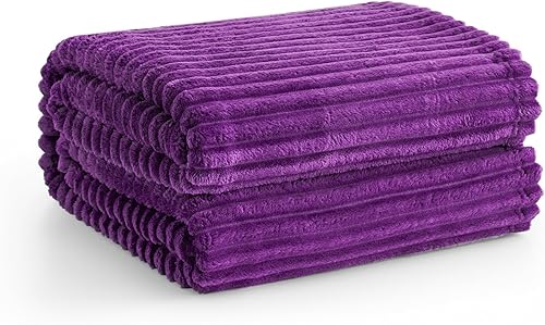 Vista 350 de Vessia Manta de franela de forro polar, 300GSM, acogedora manta a rayas verde salvia para sofá, cama y sofá, cálida y suave, acogedora manta