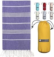 Vista 36 de BAY LAUREL Turkish Beach Towel with Travel Bag 39 x 71 Quick Dry Sand Free Lightweight Large Oversized Towels Light - (Aqua with Blue Floral Bag)