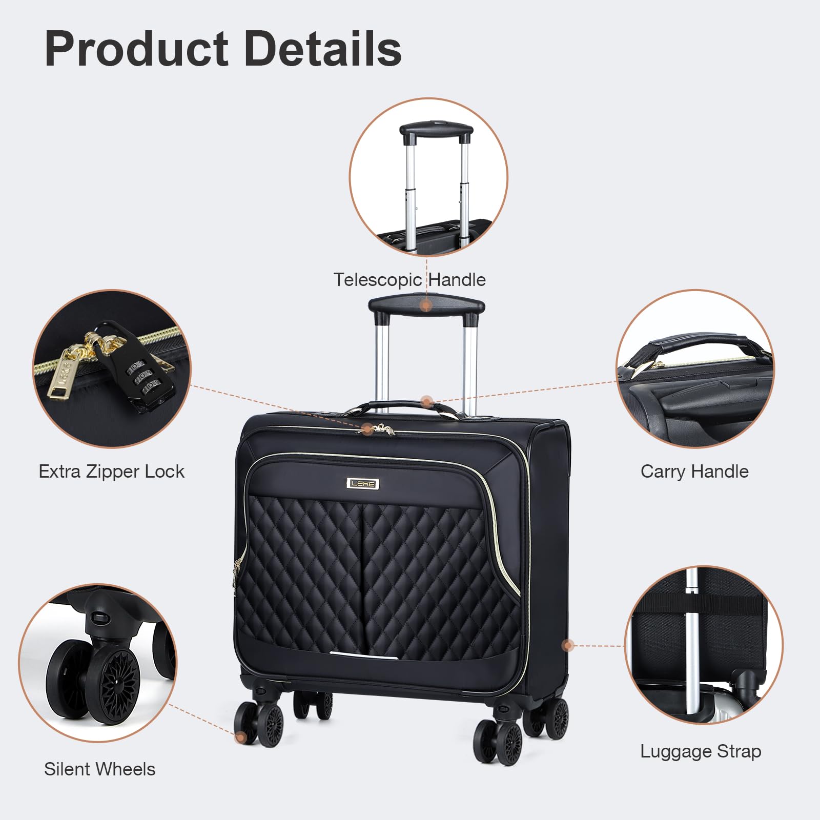 Sac à Ordinateur Portable avec Roulettes, Valise TSA, Résistant à l'Eau pour Voyage et Business
