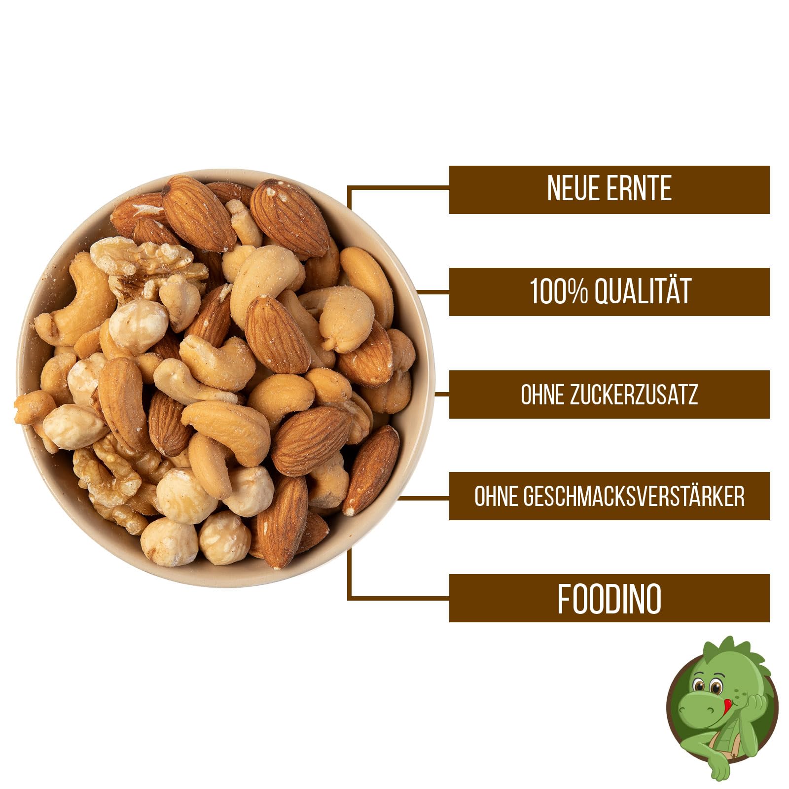 FOODINO 5kg Big 4 Nussmischung Mandeln Haselnüsse Cashewkerne Walnüsse