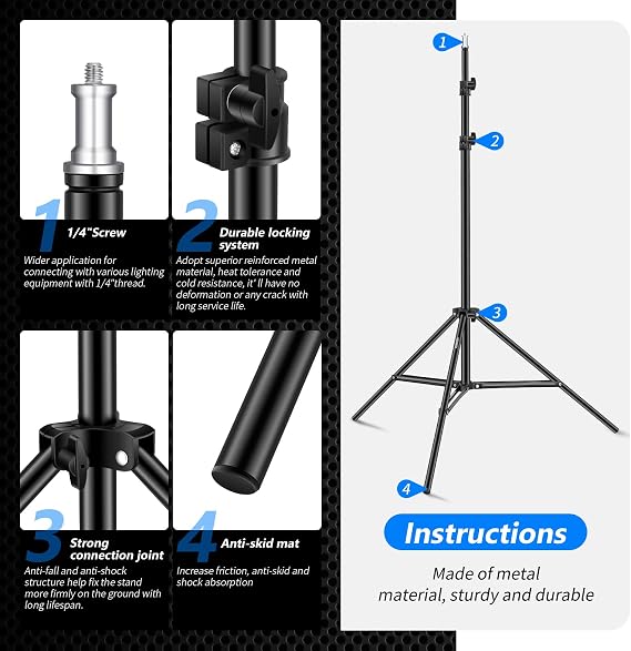 Neewer 75 & # 34؛ 6 Feet190CM التصوير الفوتوغرافي يقف الضوء للمعالجات ، Softboxes ، الأضواء ، المظلات ، الخلفيات