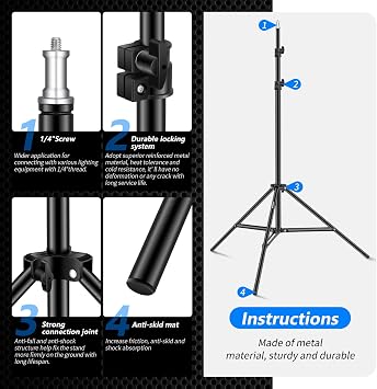 Neewer 75 & # 34؛ 6 Feet190CM التصوير الفوتوغرافي يقف الضوء للمعالجات ، Softboxes ، الأضواء ، المظلات ، الخلفيات