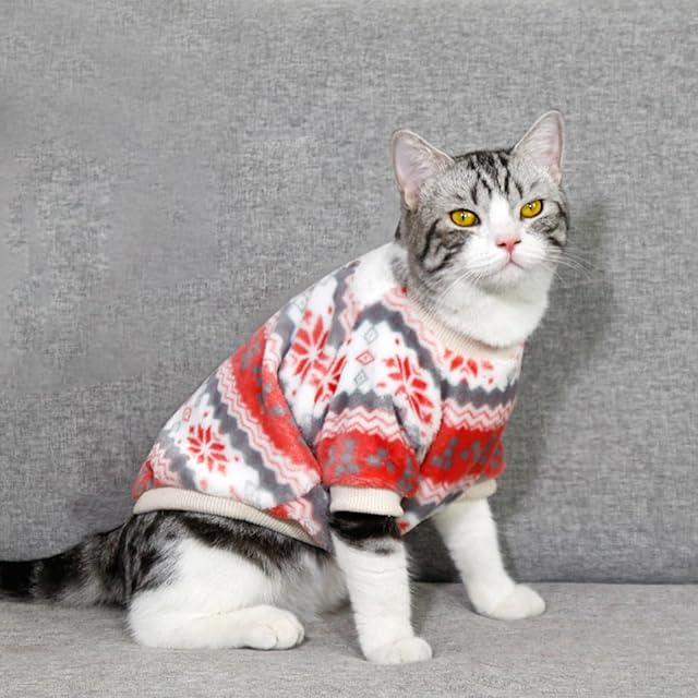 Foto 2 de 8 de Suéter para Perros de Navidad, suéter con Chaleco Suave de Navidad para Cachorros de Gatito