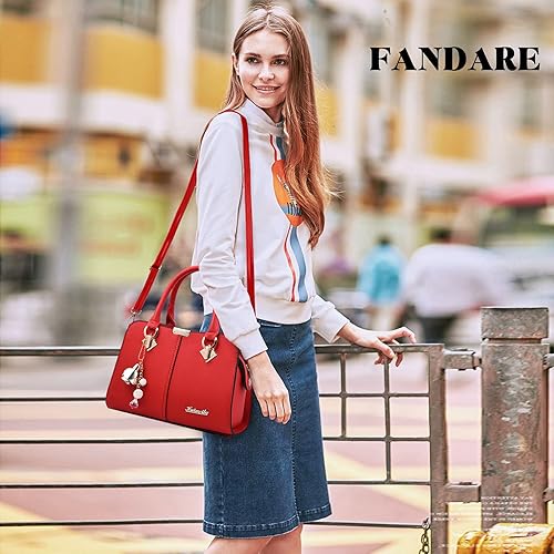 Miniatura 2 de FANDARE Elegante bolso de mujer Bolsos de hombro Mochilas Bolsa de viaje Bolso de mensajero Bolso de mensajero Bolsa impermeable de cuero PU, Vino