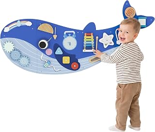 AIYAPLAY Montessori Motorikboard 13-in-1 Wooden Busy Board Wall Mounted | Valeform, Activity Fire Toy Xylophone Watch Gears Block, Early Educational Toy, for Children from 2 Years