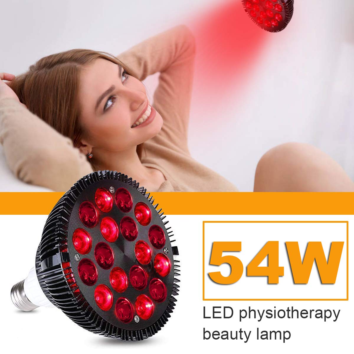 Red Light Therapy Lamp-54W 18 LED Infrared Light Therapy Device with Adjustable Lamp Holder, 660nm Red and 850nm Near Infrared for Face Body