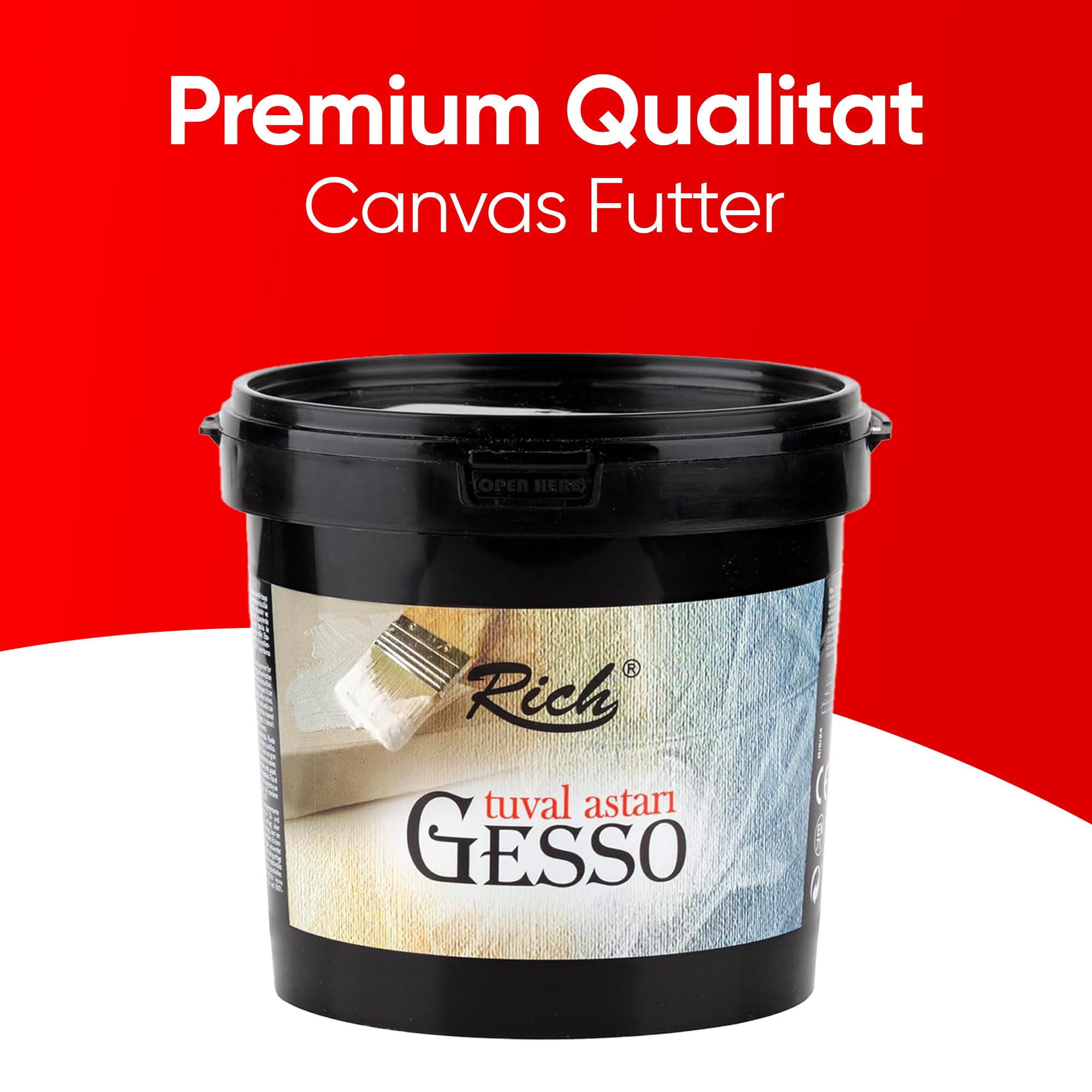 Rich Gesso Apprêt 1000 g - À base d'eau - Hautement pigmentée - Pour peintures à l'huile et acryliques - Utilisation polyvalente sur bois, tissu et papier