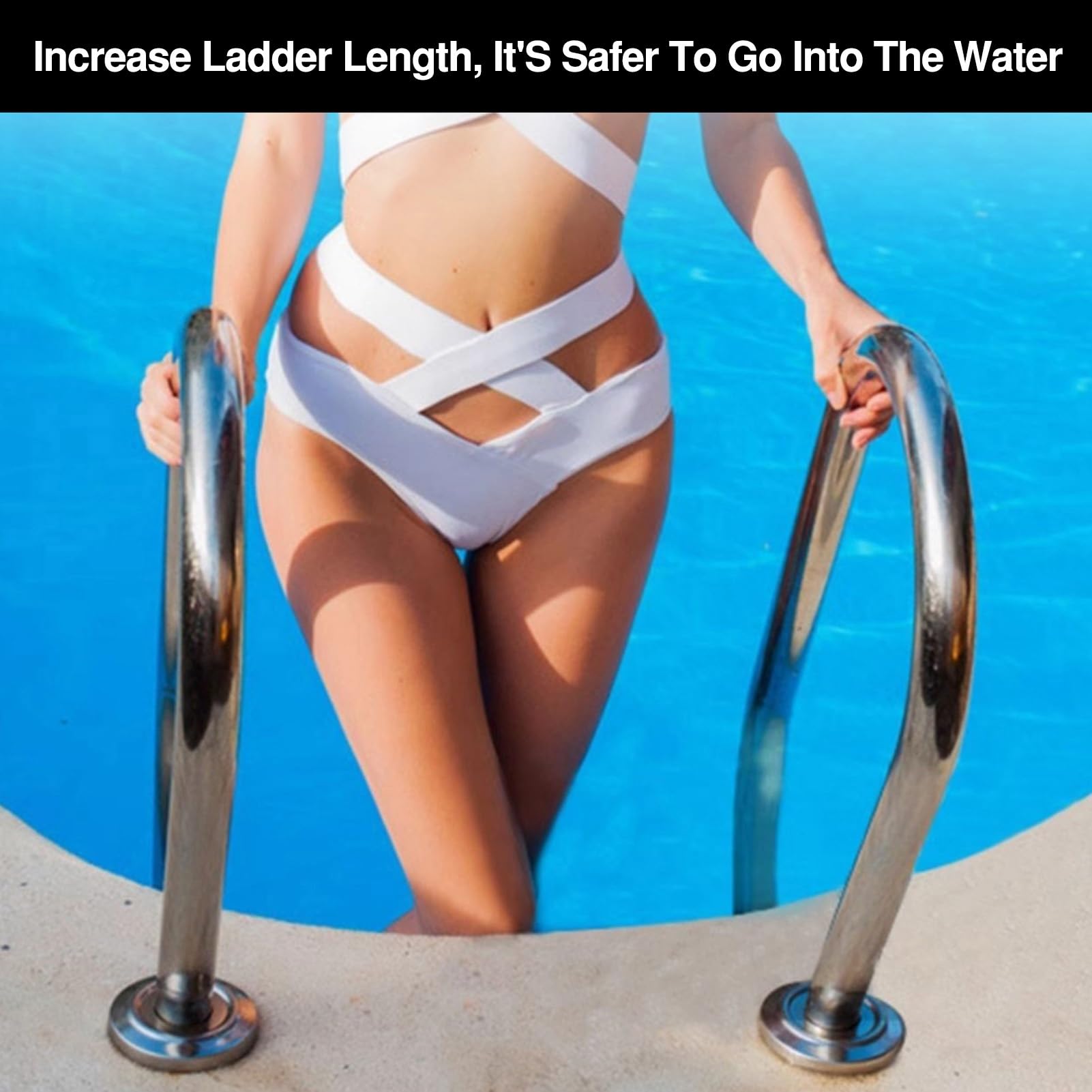 Scala per Piscina, Attrezzatura per Piscina, Scala di Accesso, Acciaio Inox 304, capacità di carico 100 kg, Facile da Montare e Salire (3 gradini)