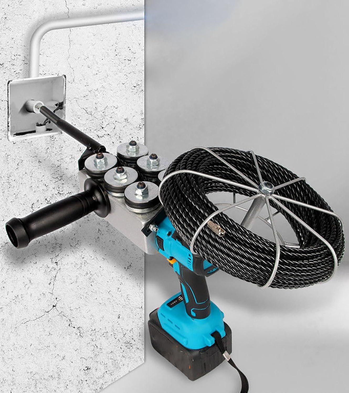 Auto Electric Fish Tape,Fully Automatic Threading Machine,Adjustable Speed Cable Puller,40m / Min,with 30m Lead Wire(Size:2*Battery)