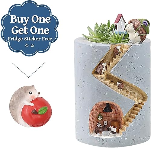 Miniatura 2 de Segreto Plantas creativas de erizo, macetas de cepillo para plantas suculentas, maceta decorada, escritorio, jardín, sala de estar, 2 piezas