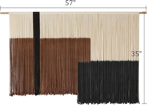 Miniatura 5 de Tapiz de macramé grande para colgar en la pared, de fibra, decoración de dormitorio, 57 pulgadas de ancho x 35 pulgadas de largo