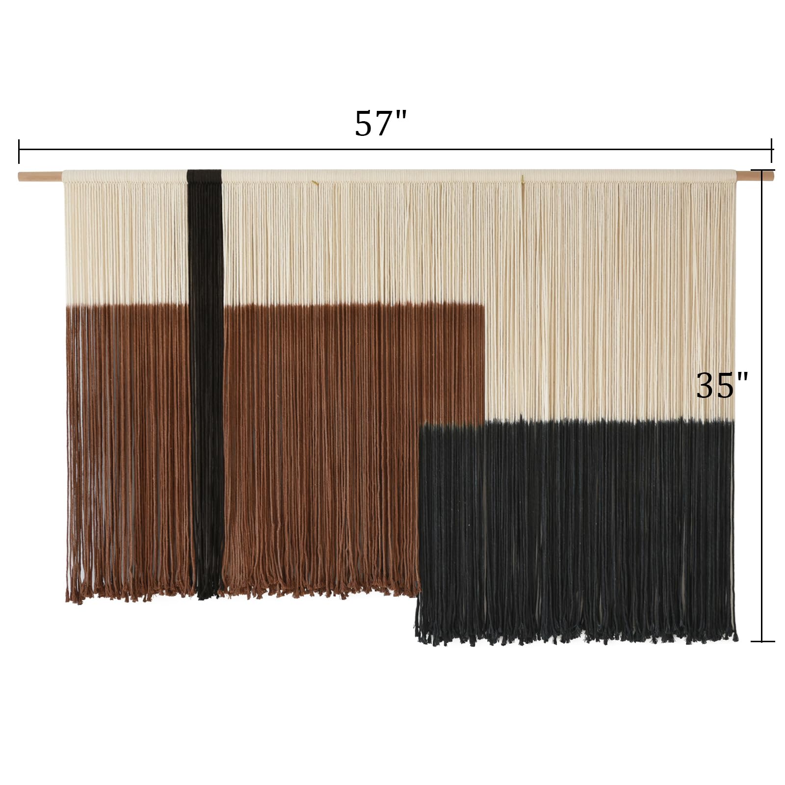 Tapiz de macramé para colgar en la pared, grande, de fibra, decoración de dormitorio, 144 cm de ancho x 89 cm de largo