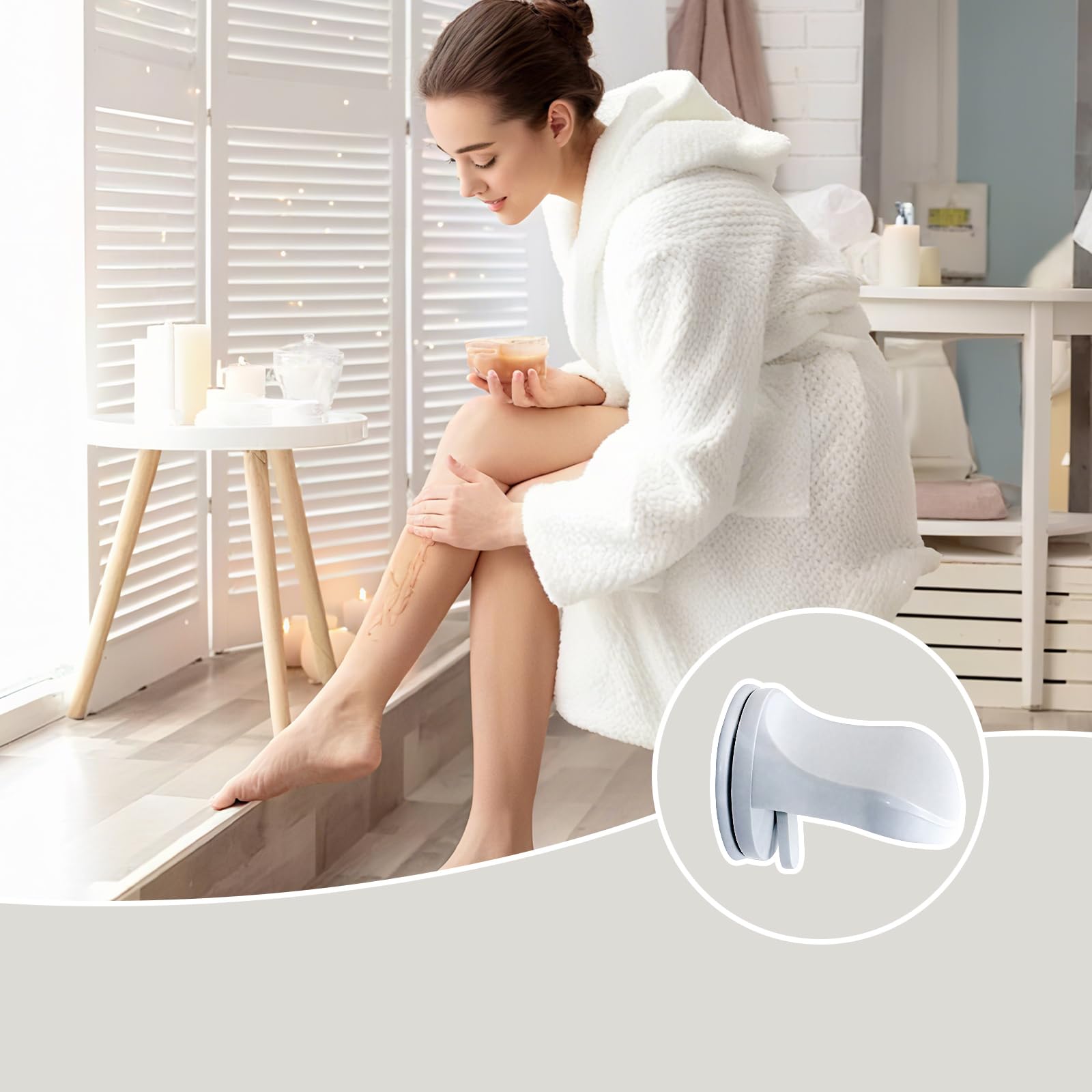 Repose Pieds Douche Antidérapant Ventouse Salle Bain Auxiliaire Enfants Agés Femmes Enceintes Toilettes Pied Jambes Pédale Douche Rasoir Imperméable à Eau Famille Hôtel Blanc