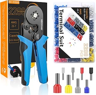 Ferrule Crimping Tool Kit, Kingsdun Ferrule Crimper Plier with 2200pcs Wire Ferrules Kit Wire Ends Terminals
