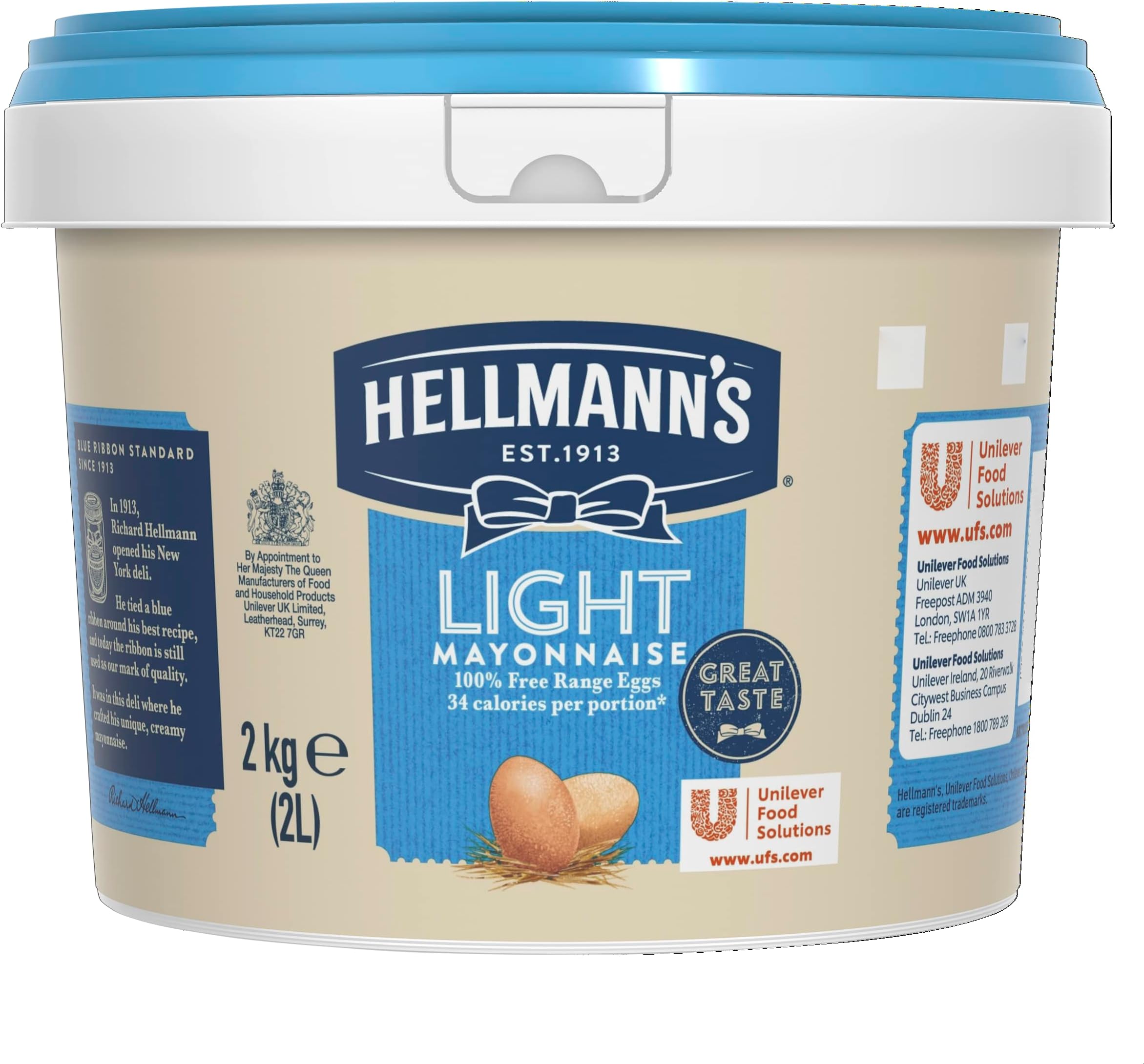 Hellmann's Light Mayonnaise, Catering Mayonnaise, Bulk buy food, 2 Litre Tub