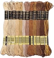 UMCSTAG 12-Pack Premium Egyptian Cotton Embroidery Floss - OEKO-TEX Certified Brown Tones for Cross Stitch & Crafts