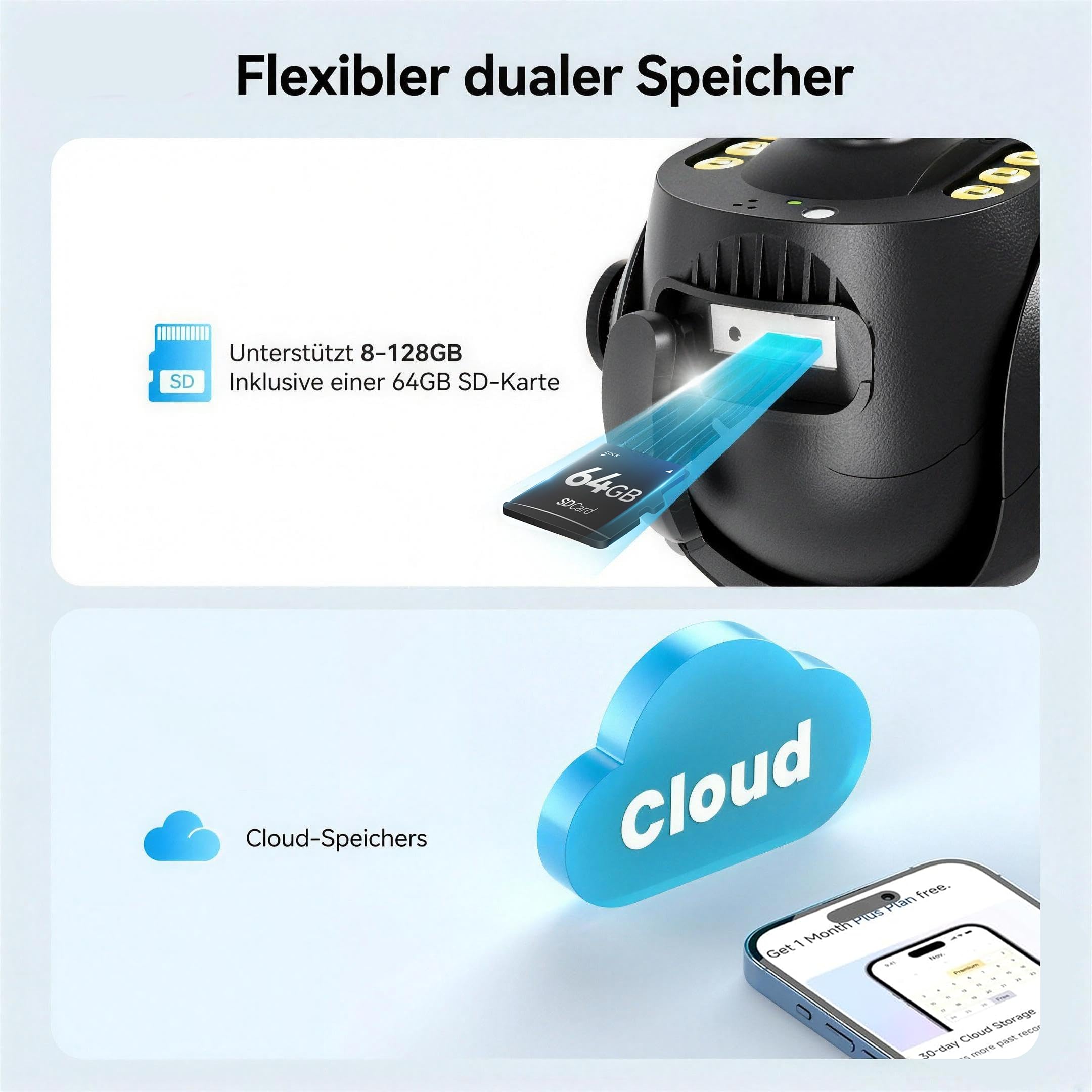 4K Caméra de Surveillance - PTZ 360° Extérieure Étanche avec Zoom 5X, Caméra Solaire 4G LTE pour Sécurité Domestique, Inclus Carte SIM 300Mo et Carte SD 64Go (8MP), Medium