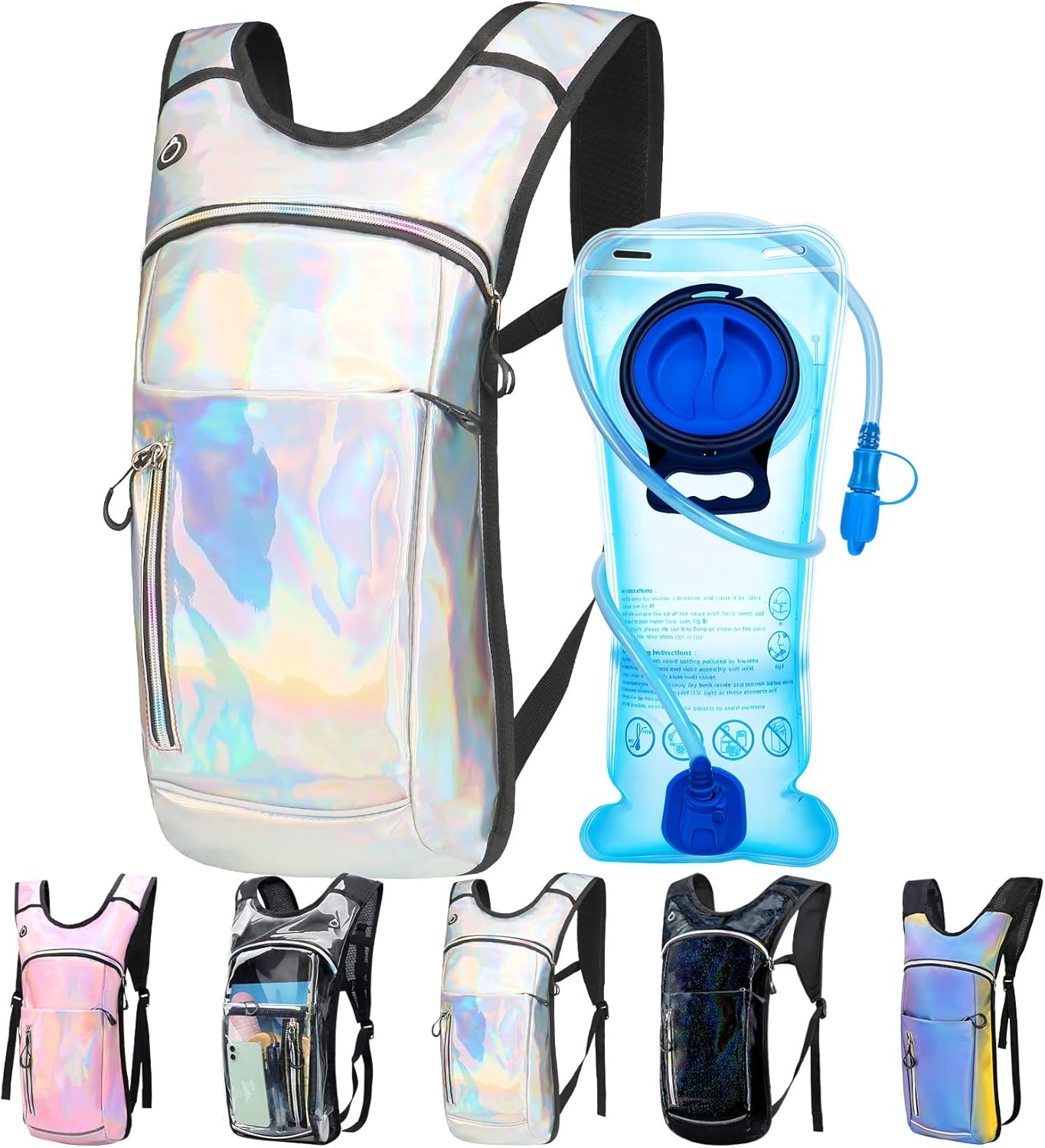 Hydration Backpack,Water Backpack with 2L Water Bladder,Festival Essential-Rave Hydration Pack,Lightweight Insulation Hydropack for Outdoor,Hiking,Running,Biking,Music Festival for Men Women