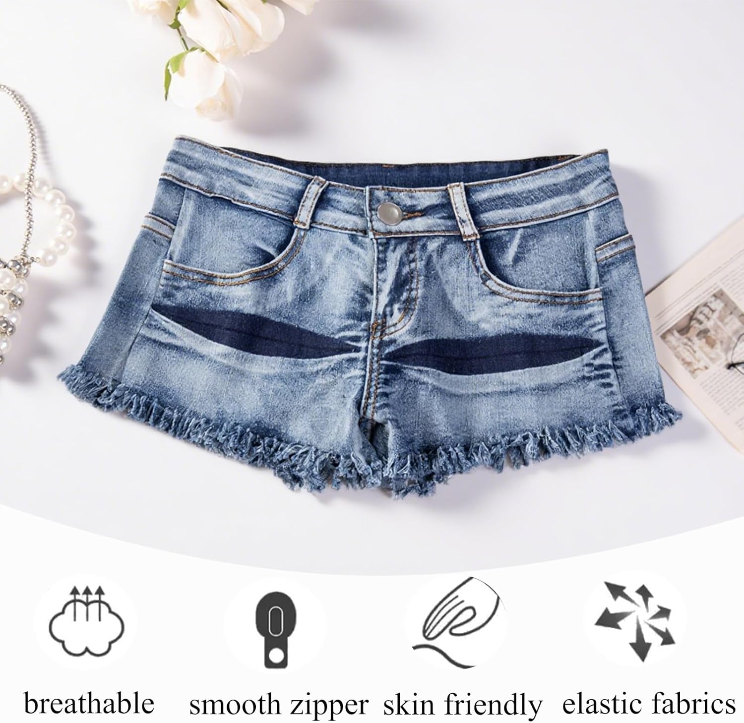 MUYDZ Women's Sexy Summer Cutting Torn Low Waist Hot Pants Nightclub Beach Denim Shorts - Image 5