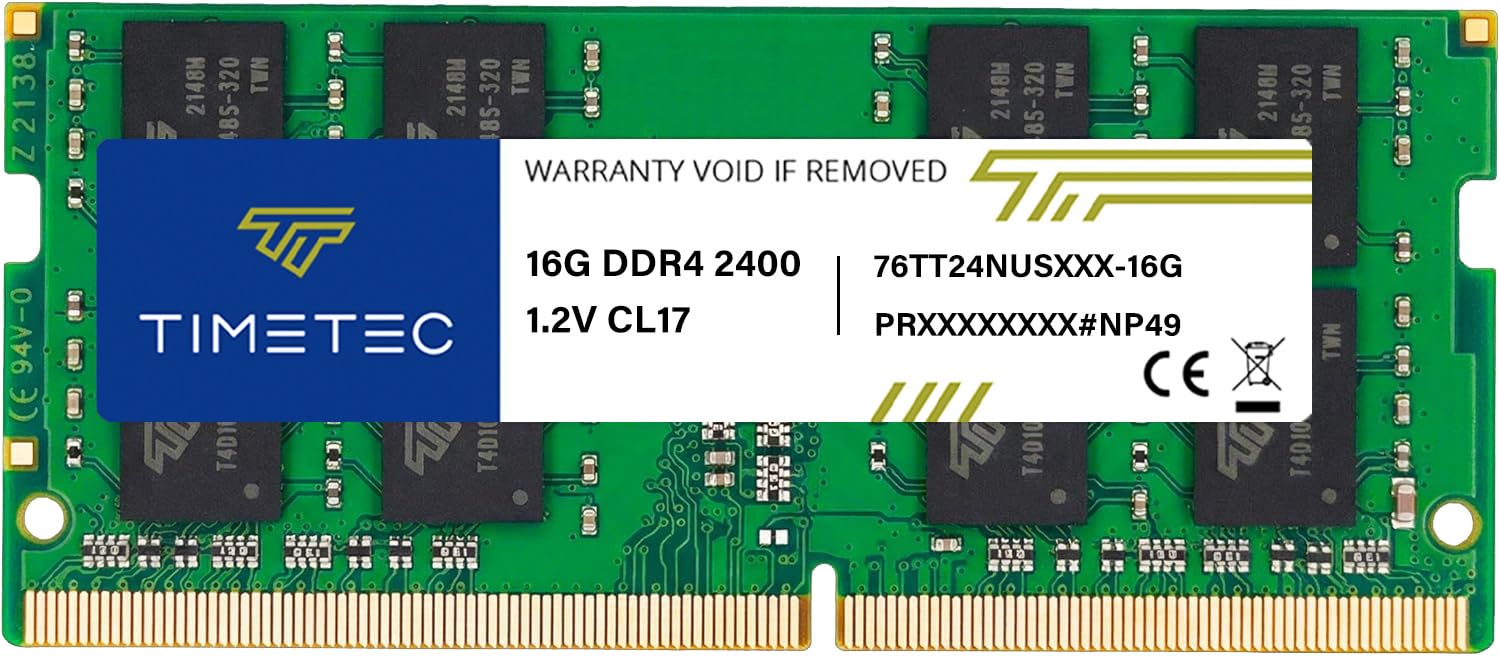 Timetec Premium 16GB DDR4 2400MHz (PC4-2400T) PC4-19200 SODIMM Laptop RAM – 260-Pin 1.2V CL17 Non-ECC Unbuffered Memory Module for Laptop, Notebook, Mini PC, All-in-One