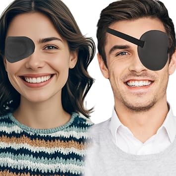 2 Pcs Black Gray Adjustable Eye Patch and 20 Pcs Adhesive Eye Patches for Adults Medical Eye Patch for Amblyopia Lazy Eye