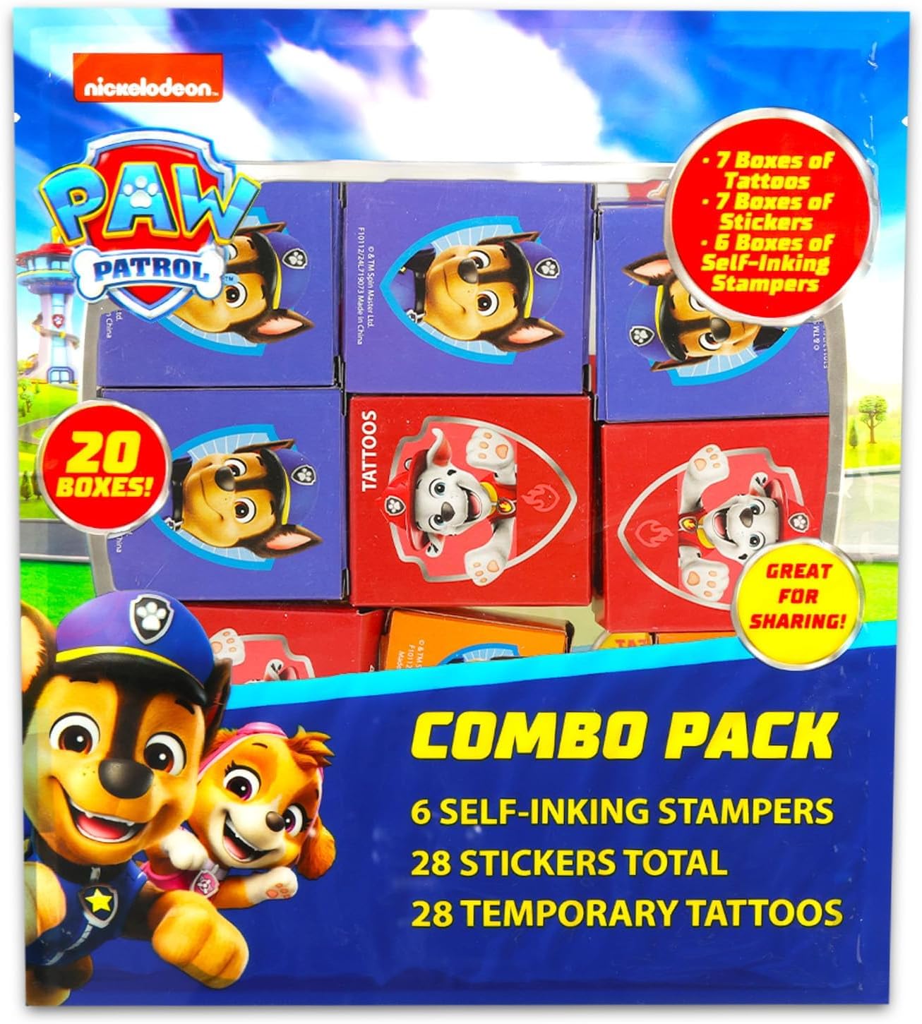 Nickelodeon Paw Patrol Holiday Party Favor Boxes Set - Bundle with 40 Paw Patrol Stickers, Tattoos, Stampers for Easter Basket Fillers, More