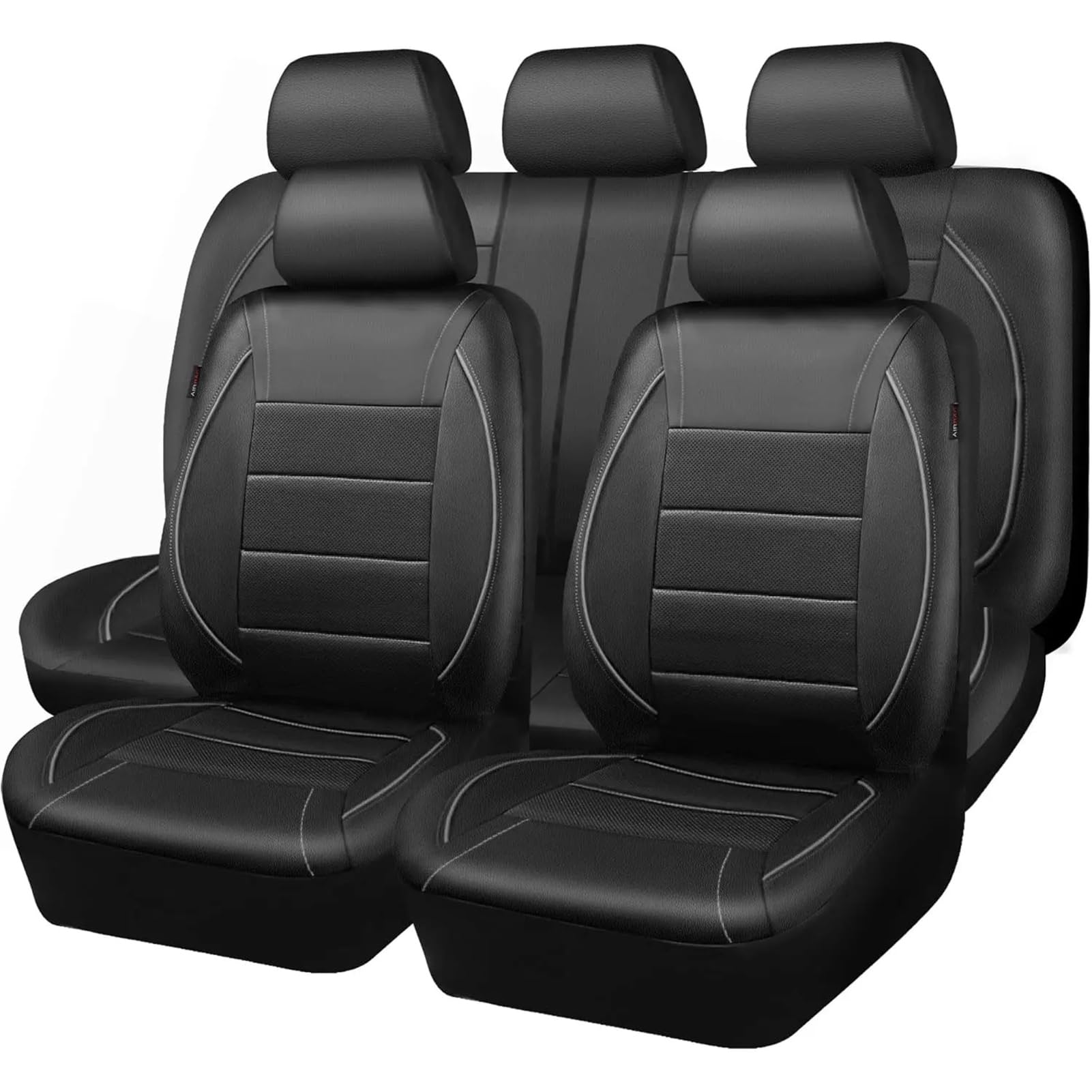 Coprisedili E Poggiatesta per MG HS SUV Ⅱ 2024 2025 2026-, In Ecopelle Traspirante, Compatibili Con Airbag E Lavabili,Grey