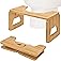 Toilet Stool Squat Adult - 8 Inches Foldable Poop Stool for Bathroom Bamboo Flip Potty Stool with Anti-Slip Layer - Improve B