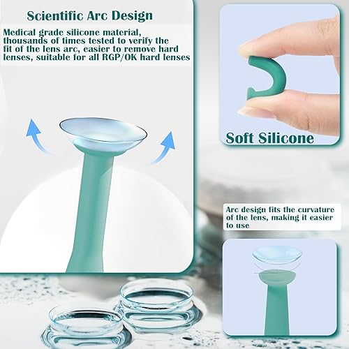 Miniatura 3 de 4 piezas de herramienta de eliminación de lentes de contacto huecas duras inserción de extracción de émbolo de lente de contacto suave ventosa de