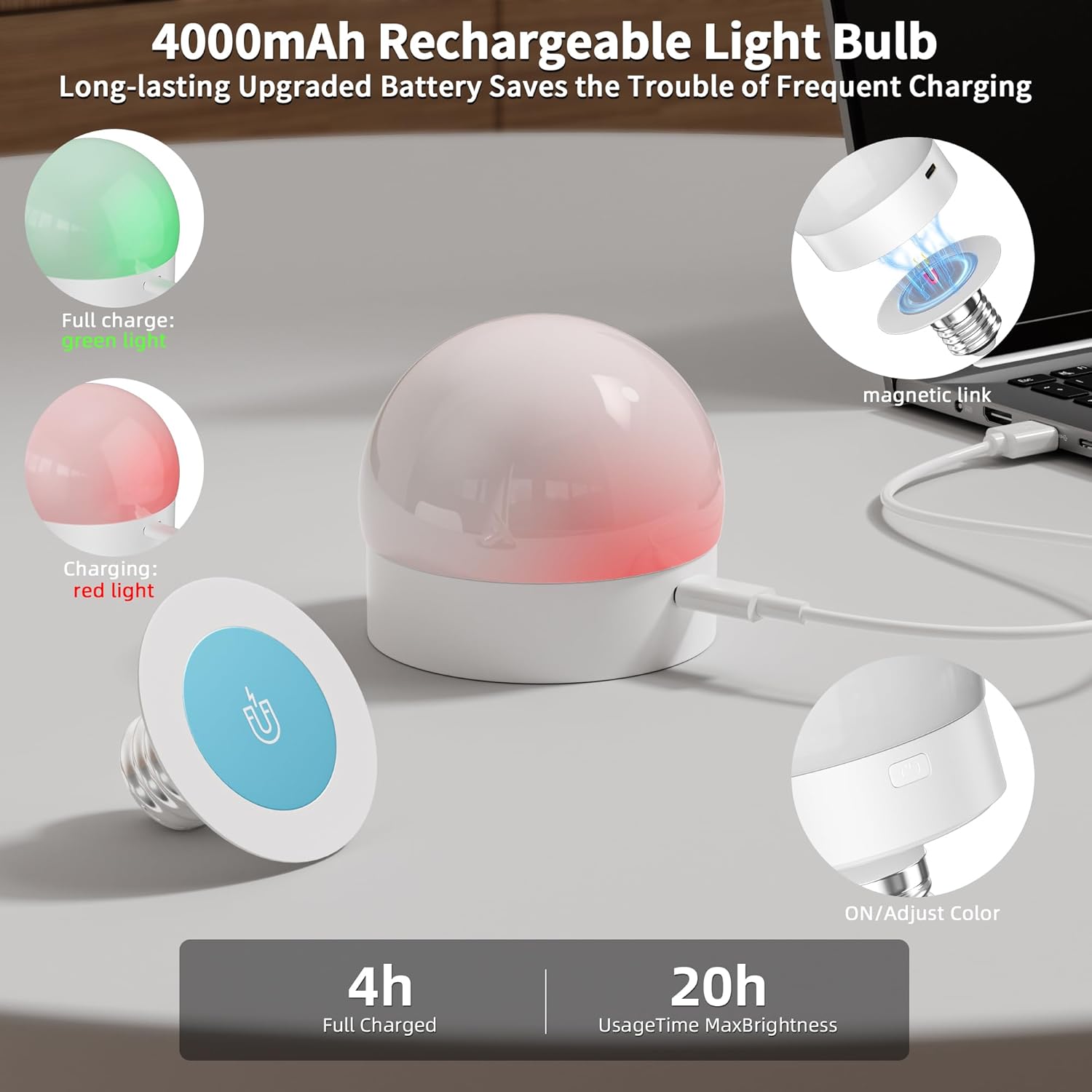 Rechargeable RGB Bulb Wireless Wall Sconce With Remote Control Battery Operated Vintage Green Glass Tulip Lampshade Wall Light Dimmable Cordless Indoor Lamp For Bedroom Living Room Decor Set of 2